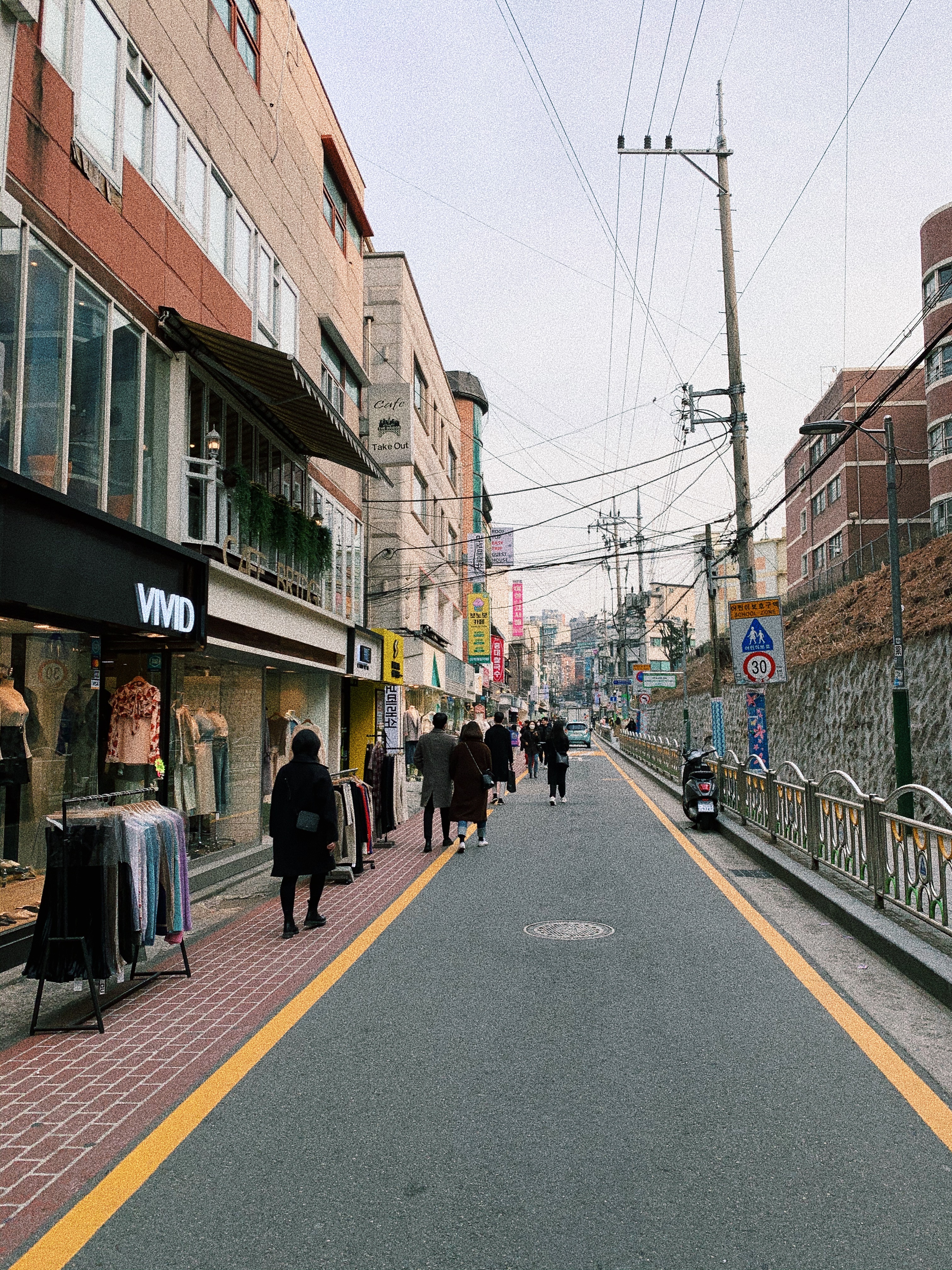 A shopping street in Seoul, South Korea